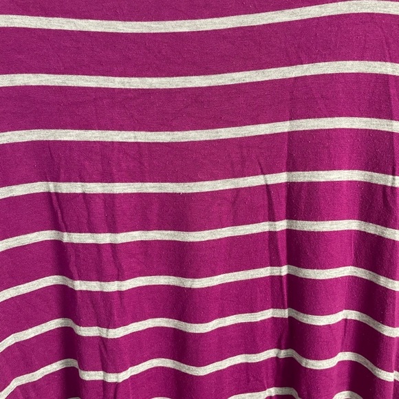 Bright Purple and Gray Striped Lularoe Perfect T-Shirt - Picture 6 of 7